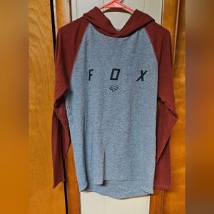 Fox Gray and Rust Long Sleeve Thermal Hoodie